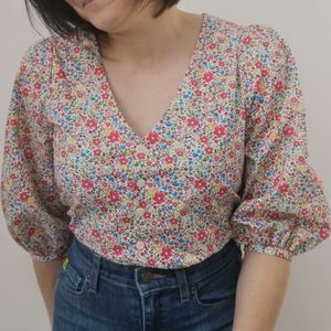 Top crop with big sleeve 100% organic cotton new handmade made in Canada XS